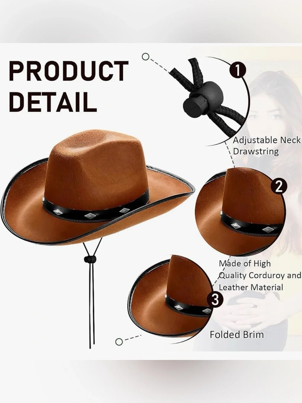 Classic Brown Cowboy Hat,Retro Western Hat Felt Cowgirl Hat